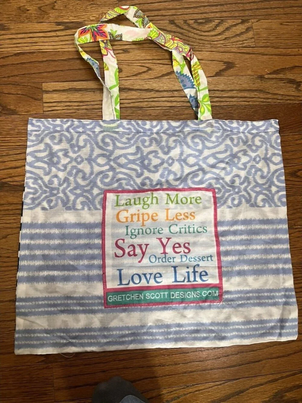 Gretchen Scott Designs Tote Bag Cotton Shopper Reusable Grocery Lot Of 3 Two Sid